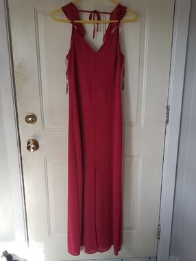 Dynamite Red Maxi Dress with Tie Shoulder Straps